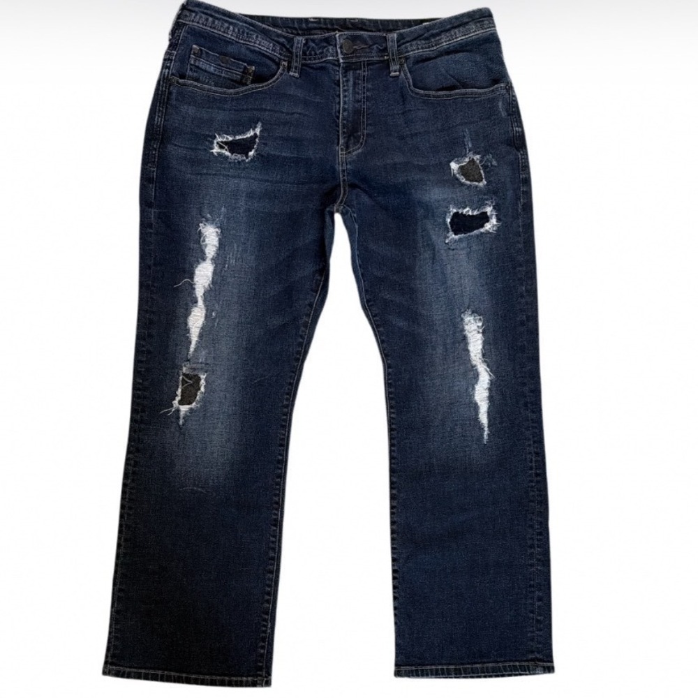 Buffalo David Bitton King-X Mens 38x30 Slim Boot Stretch Distressed Jeans Indigo